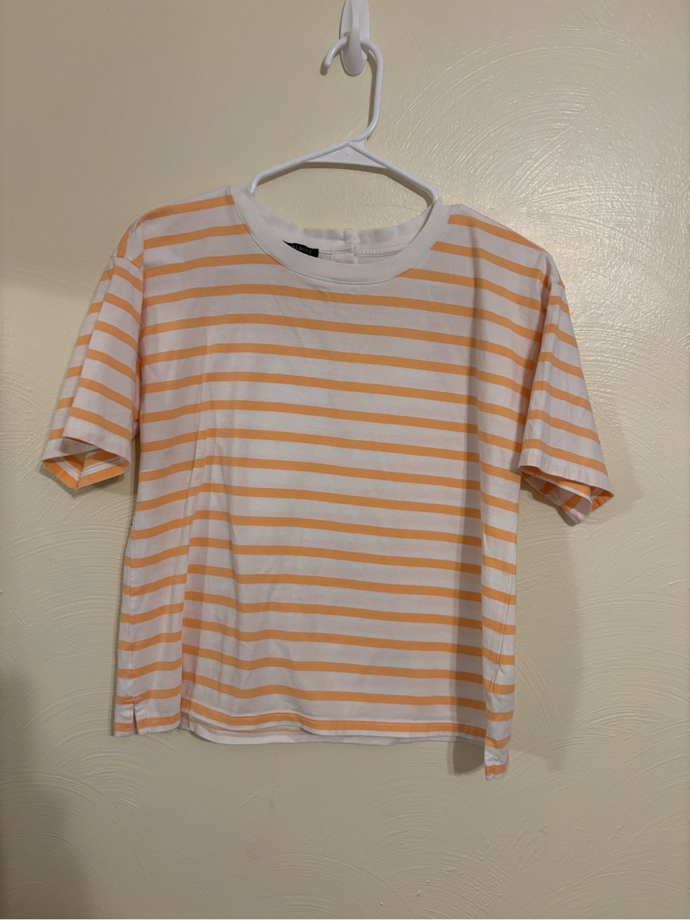 Talbots Petite MP Pima Cotton Orange White Striped Tee Top